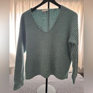 Lucky Brand Seafoam Green V-Neck Waffle Knit Sweater